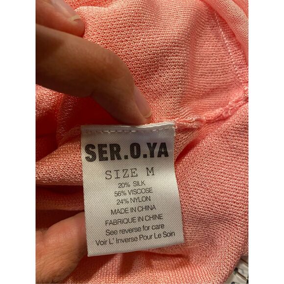 SEROYA Amine Maxi Dress in Coral Blush Size Medium Small Fabric Discoloration - Picture 10 of 11